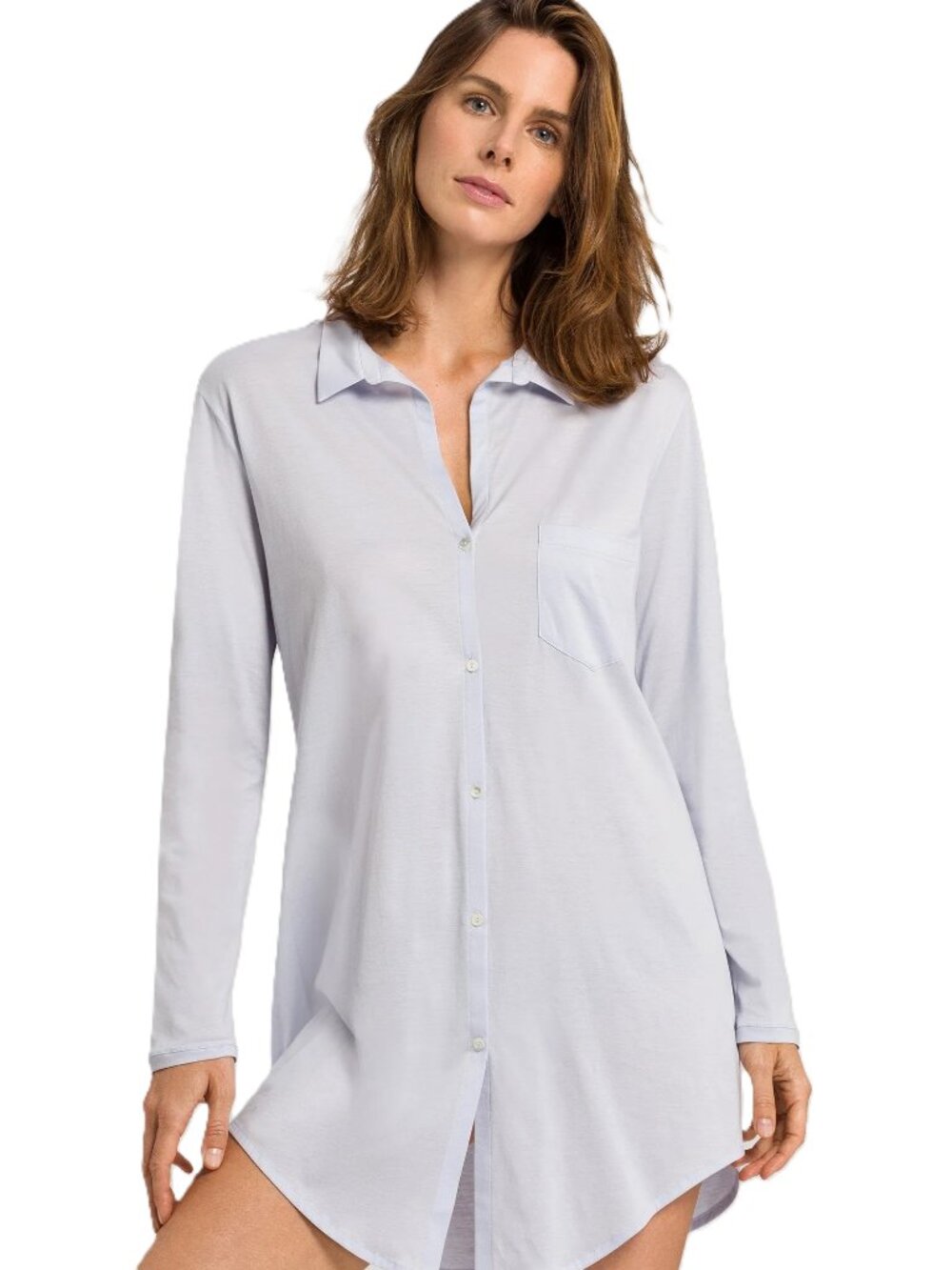 Hanro Cotton Deluxe Button Front Cotton Sleep Shirt 100% Mercerized Cotton
